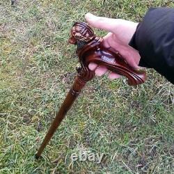 Viking Warrior wooden walking cane stick ergonomic palm grip Walking Cane Gifts