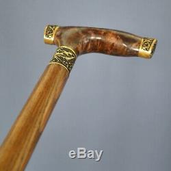 Vine Stabilized Burl Handle Wooden Handmade Cane Walking Stick Unique Exclusive