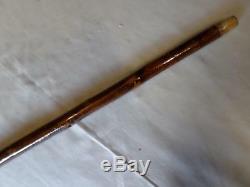 Vintage 1931 Hand-carved Wooden Lurcher Crook And Sterling Silver Walking Stick
