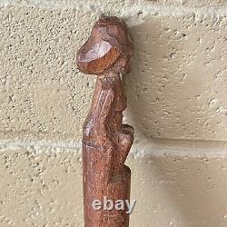 Vintage 25 Hand Carved Wood Decorative Tribal Walking Stick Staff Woman