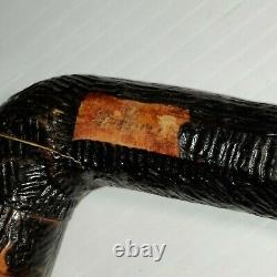 Vintage 36 1/4 Carved Turned Wooden Walking Stick Cane