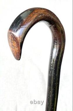 Vintage Antique 19C Fat Knob Wood Heavy Primitive Fighting Walking Stick Cane