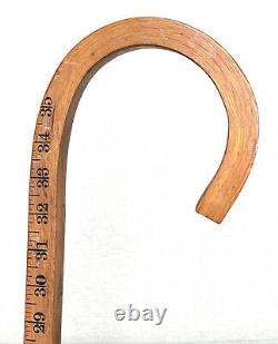 Vintage Antique 19C Wooden Measuring System Crook Handle Walking Stick Cane Old