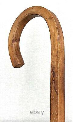 Vintage Antique 19C Wooden Measuring System Crook Handle Walking Stick Cane Old
