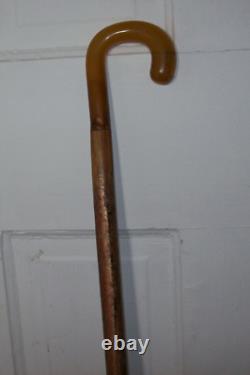 Vintage Antique Butterscotch Bakelite Horn Walking Stick Cane