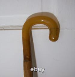 Vintage Antique Butterscotch Bakelite Horn Walking Stick Cane