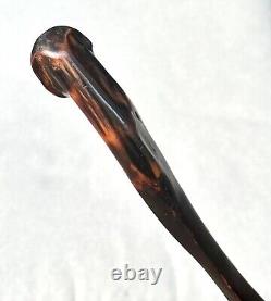Vintage Antique Carved Wood Shaft Elegant Swagger Knob Walking Stick Cane