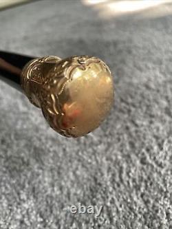 Vintage Antique Gold Filled Top Knob Walking Stick Cane High Quality