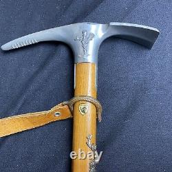 Vintage Antique Ice Axe Walking Stick 34 By 9 pick wooden handle Tribero