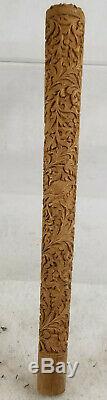 Vintage Antique Indian Carved Export Wooden Cane Umbrella Walking Stick Handle