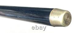 Vintage Antique Round Wooden Top Fat Metal Shaft Swagger Knob Walking Stick Cane