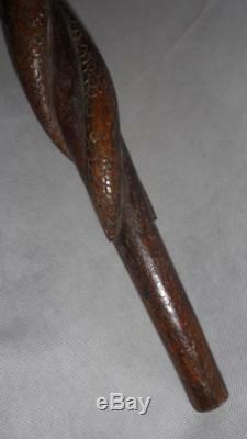 Vintage/Antique Solid Wooden Snake Design Gents Walking Stick'My Son Tom