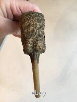 Vintage Antique Wooden Carved Bird Parasol Umbrella Walking Stick Handle EYES