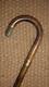 Vintage/antique Wooden Crook Walking Stick Gold Plate Collar Agate Stone End