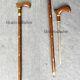 Vintage Antique Wooden Hiking Stick Two Folding Wooden Hiking Walking Stick