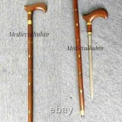 Vintage Antique Wooden Hiking Stick two Folding Wooden hiking Walking Stick