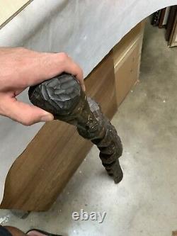 Vintage / Antique Wooden Walking Cane / Stick Bust Smoking Pipe Handle Thick 40