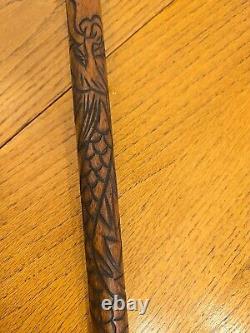 Vintage Billiard Pool Stick Cue Knob Carved Dragon Walking Stick Cane