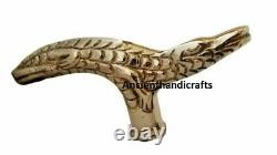 Vintage Brass Designer Crocodile Handle For Wooden Walking Stick Only Handle