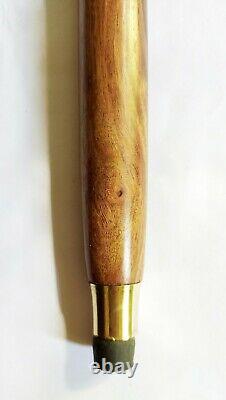 Vintage Brass Golden Snake Head Handle Victorian Style Wooden Walking Stick