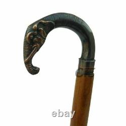 Vintage Brass Head Designer Handle Wooden Walking Cane Stick Set of 9 pcs Gift