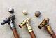 Vintage Brass Telescope Handle Walking Stick Gift Set Of Three Wooden Cane Gift