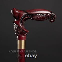 Vintage Designer Head Handle Wooden Walking Stick Hand Carved Handmade Cane Gift