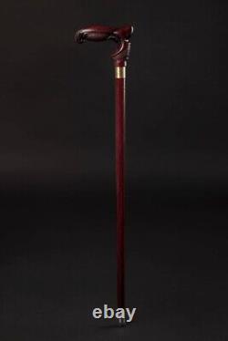 Vintage Designer Head Handle Wooden Walking Stick Hand Carved Handmade Cane Gift