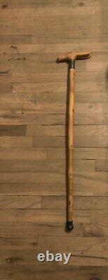 Vintage Donkey Wooden And Brass Walking Cane Stick 34 1/2 inches