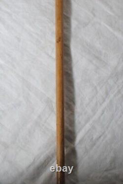 Vintage Duck Head Walking Stick Cane Wooden Hand Carved with Leather & Medallion