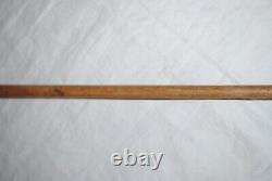 Vintage Duck Head Walking Stick Cane Wooden Hand Carved with Leather & Medallion