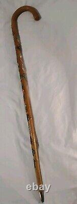 Vintage German Wanderstock Hiking Walking Stick Wooden With 19 Badges Stocknagel