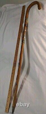 Vintage German Wanderstock Hiking Walking Stick Wooden With 19 Badges Stocknagel