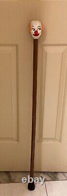 Vintage Hand Carved CLOWN Head Handle Wooden Walking Cane Handmade Walking Stick