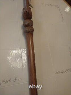 Vintage Hand Carved Winnie The Poo Walking Stick Heavy Duty Oak 51 Inches