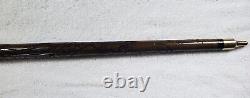 Vintage Hand Carved Wood & Brass Walking Stick/Cane & Hidden Pool Cue