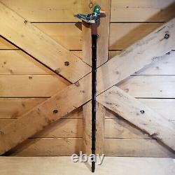 Vintage Hand Carved Wooden Duck Decoy Walking Stick Cane Painted 6- Swanky Barn