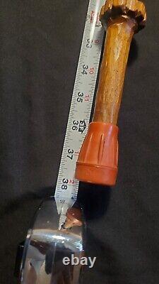 Vintage Native American carved wood Walking Stick Indian Head Signed 60+ Old