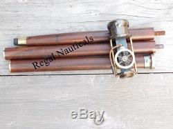 Vintage Retro Style Steam Engine Model Wooden Walking Cane Stick Brass Stave