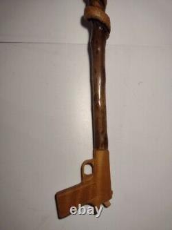 Vintage Snake / Pistol Handle Wooden Hand Carved Walking Stick / Cane! (36)