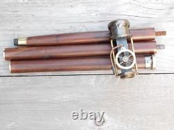Vintage Steam Engine Model Brass Handle Wooden Walking Stick Cane Steampunk