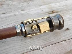 Vintage Steam Engine Model Brass Handle Wooden Walking Stick Cane Steampunk