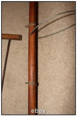 Vintage Walking Cane / Gadget Stick Hand Made Wood With Poker And Wire Ring