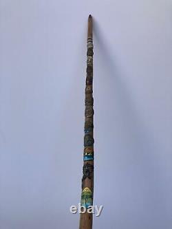 Vintage Walking Stick Made of Fine Wooden with Many Old Markings