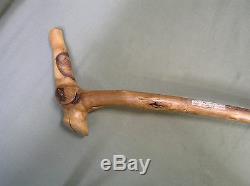 Vintage Walnut Old Folk Art Wooden Walking Stick Cane 37
