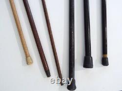 Vintage Wooden Cane Collection Sterling Band BP Feed Walking Stick Estate Lot