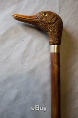 Vintage Wooden Dress Cane/Walking Stick With Duck's Head Top