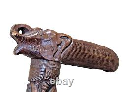 Vintage Wooden Hand Carved 37.5 Tall Cane Walking Stick Folk Art Breakdown