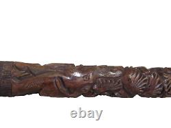 Vintage Wooden Hand Carved 37.5 Tall Cane Walking Stick Folk Art Breakdown