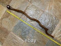 Vintage Wooden Shillelagh Walking Stick Heavy Tall @37.5 Crooked Nubby Ball Top